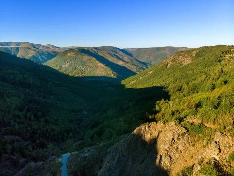 A view from the highest point of Serra da Estrela, Portugal. Stock Photos