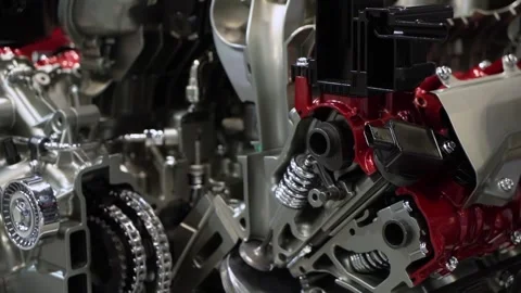 View of Highly Detailed Precision Engine Components and Their Intricate Design Stockbeeldmateriaal 291630029