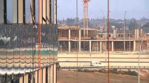View of a highway and construction site Stock Footage 32682801