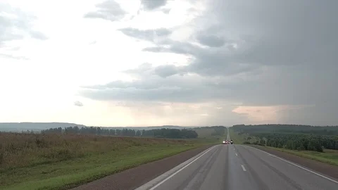 View of the highway from the car window. Bikers Stock Footage 115334043