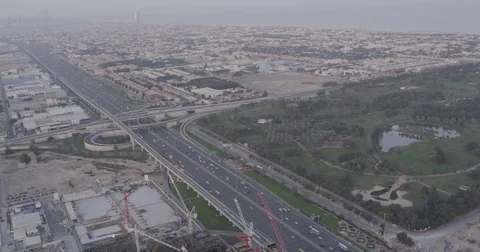 View of a highway far away in Dubai Stock Footage 73250862