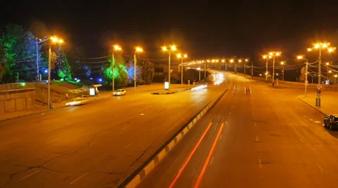 A view of the highway at night, time lapse Stock Footage 66060801