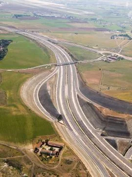 View of highway from plane Stock Photos