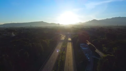 View of the highway at sunrise Stock Footage 269110674