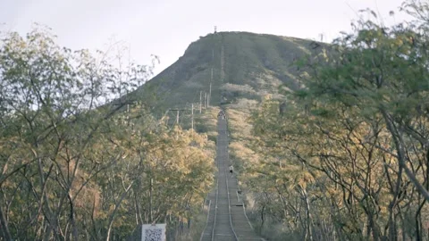 View of hike up koko Head trail Honolulu Hawaii Stock Footage 312759853