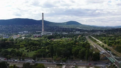View of Hill in Budapest from the sky Stock Footage 196876098