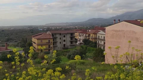 View from a hill in Calabria to mountains. Stock Footage 195935966