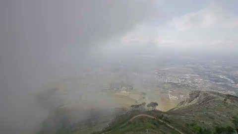 View from hill in Erice, Sicily. Stock Footage 97799364