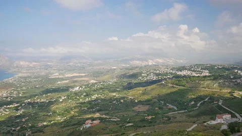 View from hill in Erice, Sicily. Vídeos de archivo 144356476