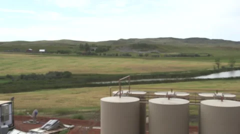 View of Hills and Fields from Oil Refinery Stock Footage 44474840