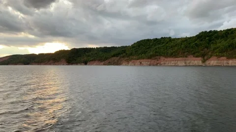 View of the hilly coast and river 01 Stock Footage 143636053