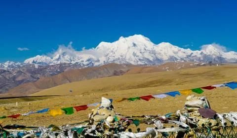 View of the himalayan mountains. tibet Stock Photos