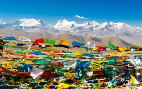 View of the himalayan mountains. tibet Stock Photos