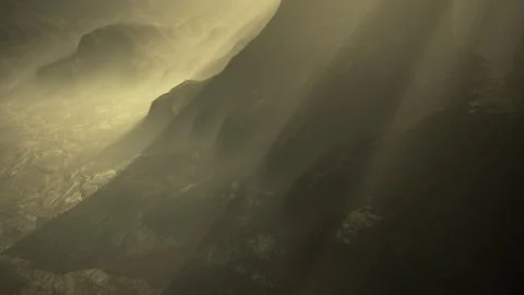 View of the himalayan peak in deep fog Stock Illustration