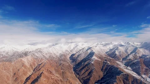 View of the Himalayas from the airplane Stockbeeldmateriaal 136401730