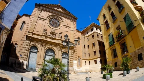 View on the historic architecture of the old town of Valencia, Spain Stock Footage 88488951