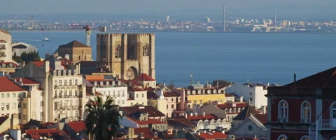 View of the historic district of Lisbon Stock Footage 151354648
