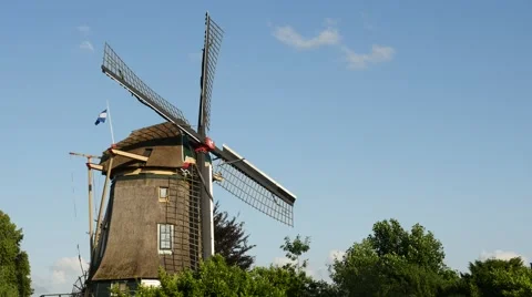 View of historic dutch windmills Stock Footage 68964461