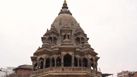 View of the historic Krishna Mandir stone temple, Nepal. Video stock 335471130