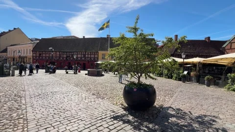 View of historic Lilla Torg square in Malmo city, Sweden Stock Footage 339287055