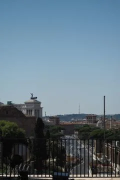 View of historic monuments in Rome, from the top of the coliseum Stock Photos
