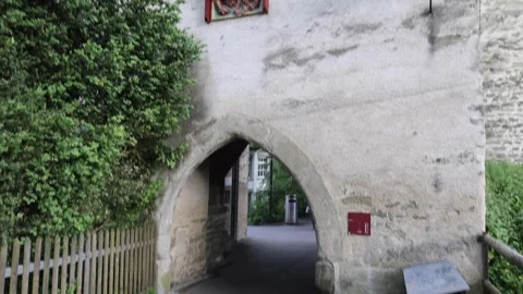View of the historic stone archway in Lucerne, Switzerland. Video stock 343669450