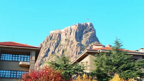 View of Historical Afyon castle and city landscape in Turkey. Stock Footage 209657574