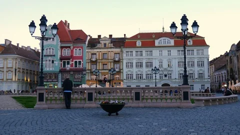 View on historical architecture in the centre of Timisoara in Romania Stock Footage 88836711