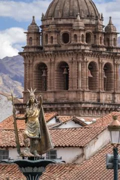 View of the historical central square of Cusco, Peru Stock Photos