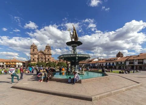 View of the historical central square of Cusco, Peru Foto stock