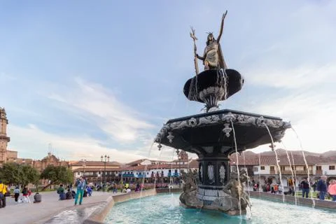View of the historical central square of Cusco, Peru Foto stock