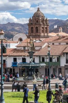 View of the historical central square of Cusco, Peru Stock Photos