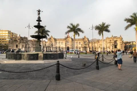 View of the historical central square of Lima, Peru Stock Photos