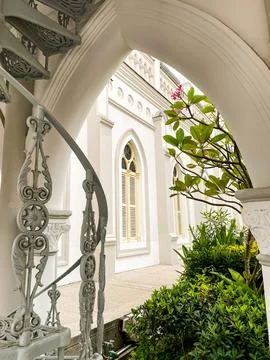A view of historical complex of a former catholic monastery Chijmes, Singapore Stock Photos