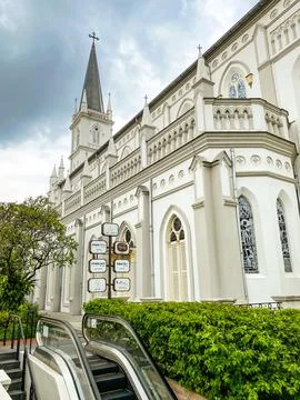A view of historical complex of a former catholic monastery Chijmes, Singapore Stock Photos