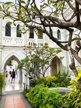 A view of historical complex of a former catholic monastery Chijmes, Singapore Stock Photos