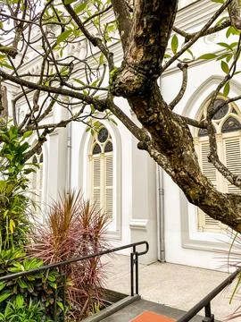 A view of historical complex of a former catholic monastery Chijmes, Singapore Stock Photos