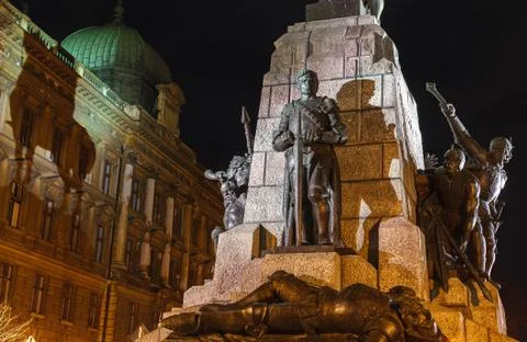 View of a historical monument with shadow at wall in Krakow old city Stock Photos