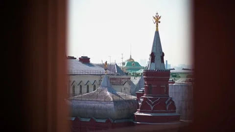 View of the historical museum on the Red Square in Moscow. Stock Footage 312563555