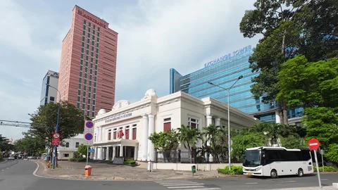 View of  Ho Chi Minh City Stock Exchange building. Stock Footage 295878754