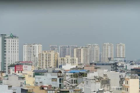 View of Ho Chi Minh City when it is overcast, Binh Thanh Vietnam Stock Photos