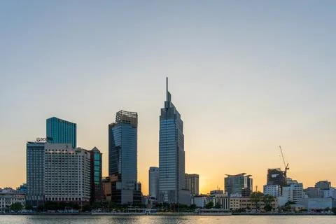View of Ho Chi Minh City skyline from Thu Thiem Stock Photos