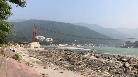 View of the Holy River Ganges from the holy city of Rishikesh Stock-Footage 120279501