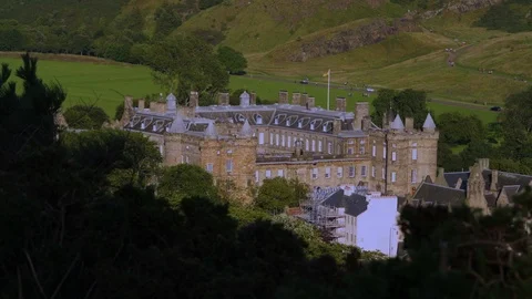 View of Holyroodhouse palace in Edinburgh Stock Footage 113961738