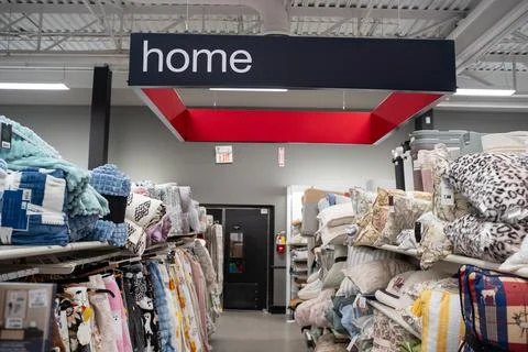 View of home goods section inside retail store. Toronto, Canada - July 24, 2026. Stock Photos