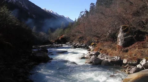 View of Hongu river, Nepal Stock Footage 62387852
