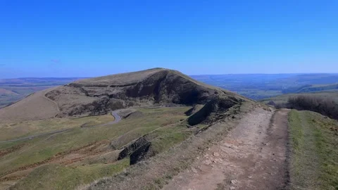 View of Hope Valley, Mam Tor, and Edale Valley, High Peaks. Stock Footage 321463054
