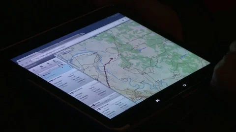 View of hot air balloon navigation map on screen Stock Footage 79620839