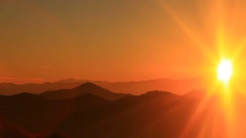 View of the Hotaka Mountain Range and Northern Alps at Sunset from Torii Pass Видео 330572765