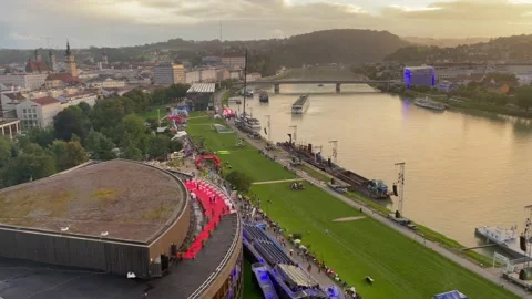 View from the hotel arcotel Stock Footage 228369633